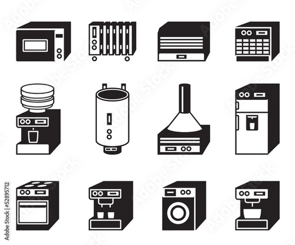 Fototapeta Household appliances icon set - vector illustration