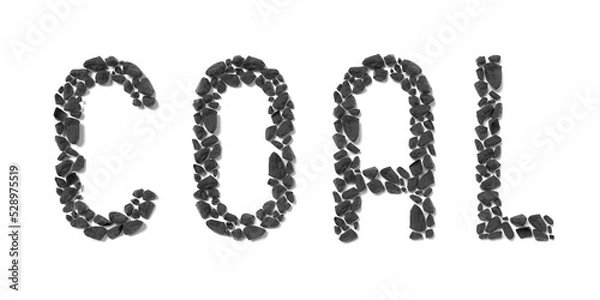 Fototapeta Coal lettering on white background - 3D illustration