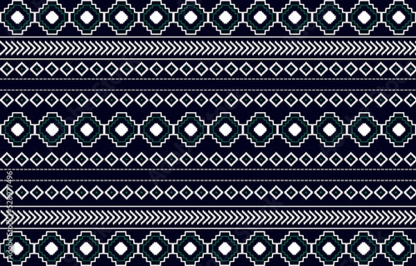 Fototapeta Seamless embroidered concentric texture allover print block for man shirt,ladies dress fabric,shop window Duotone freehand embroidery pattern micro hatch line motif running stitch simple geo design.