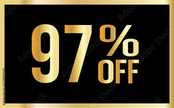 Obraz 97 percent discount. Golden numbers with black background. Banner for shopping, print, web, sale illustration