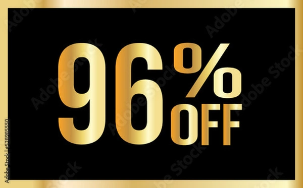 Obraz 96 percent discount. Golden numbers with black background. Banner for shopping, print, web, sale illustration
