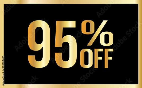 Obraz 95 percent discount. Golden numbers with black background. Banner for shopping, print, web, sale illustration