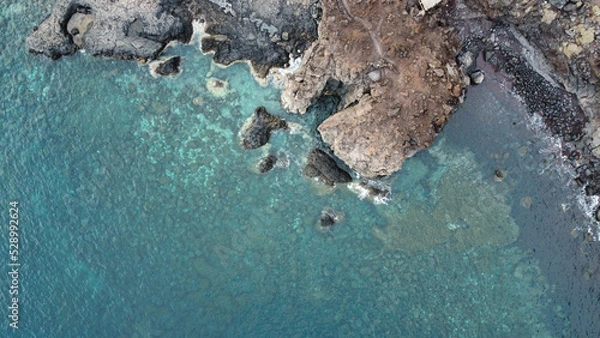 Fototapeta aerial shot from drone of the volcanic coast of the island of El Hierro