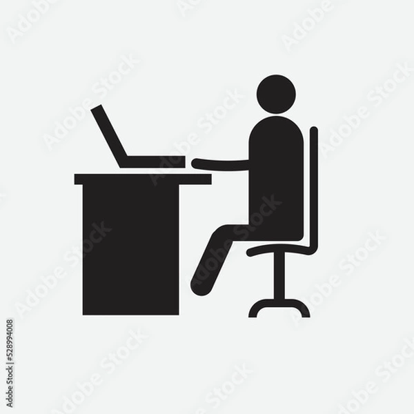 Fototapeta a workplace with table and chair desk men working or learning online tutorial office icon 