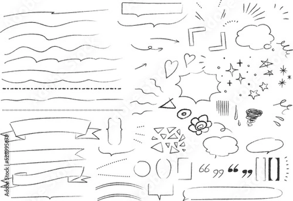 Fototapeta あしらい　装飾　デザイン　手書き　アナログ　イラスト　女性