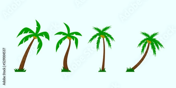 Fototapeta Coconut trees isolated on white background. Beautiful vector Coconut tree set vector illustration
