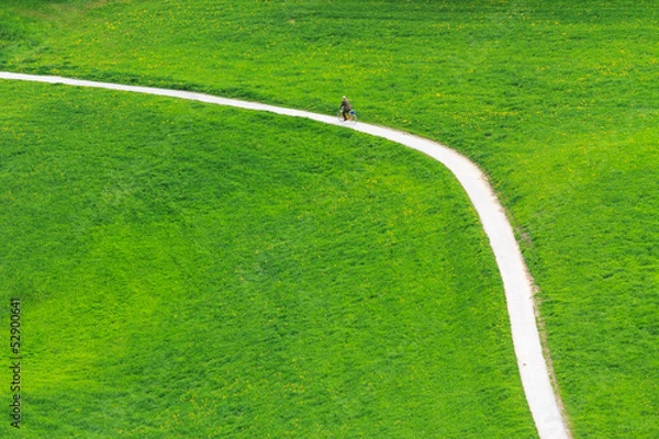 Fototapeta Biker in the grassland