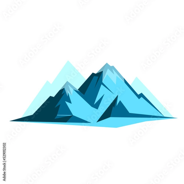 Fototapeta snow covered mountain range flat style vector illustration