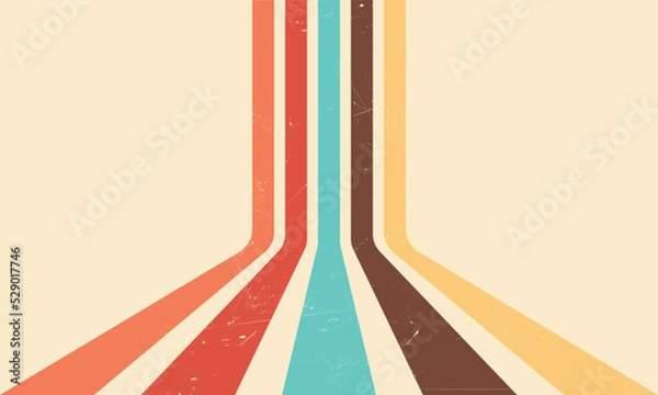 Obraz Colorful perspective retro lines background. Vintage stripes banner, backdrop and wallpaper vector.