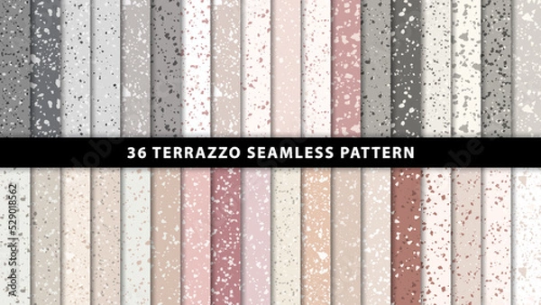 Fototapeta Set of terrazzo marble floor seamless patterns