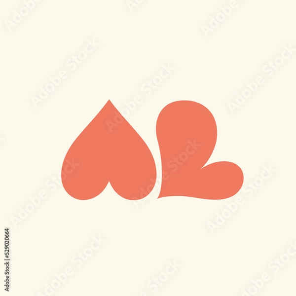 Fototapeta AL, AB monogram logo.Valentine's Day heart shapes.Typographic icon.Lettering sign.Letter a, letter b, letter l alphabet initials isolated on light fund.Playful style love symbols.