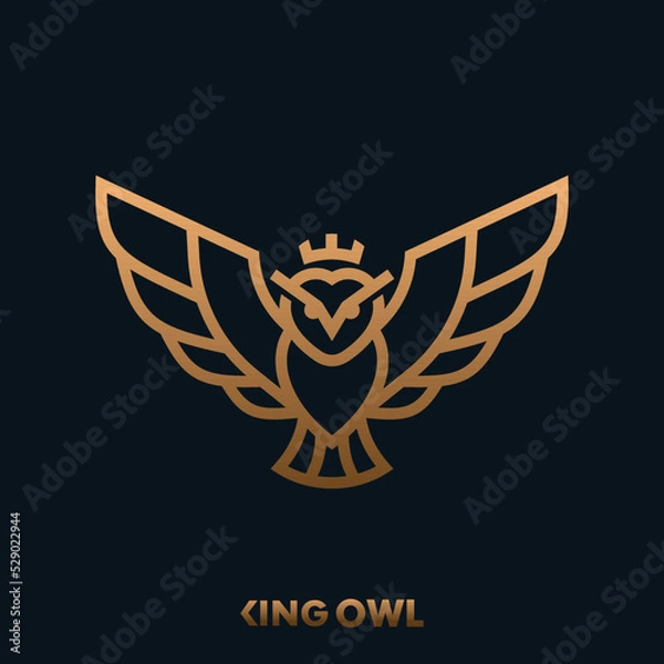 Obraz Flying owl logo line style vector illustration
