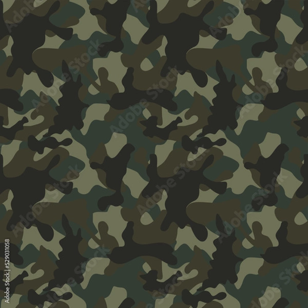 Fototapeta Army camo green texture disguise, military uniform, vector modern print.