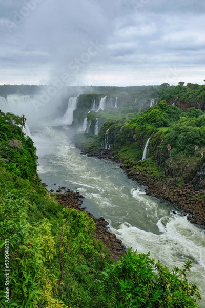 Obraz Iguazu waterfalls panoramic scenic view rainy weather 