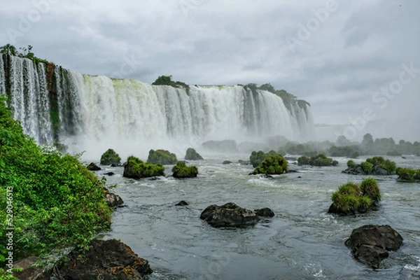 Obraz Iguazu waterfalls panoramic scenic view rainy weather 