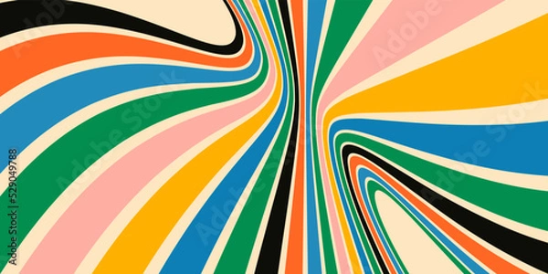 Fototapeta Retro Groovy  Background. 70's Vibes Vector Design. Trendy Y2k Backdrop . Funky Retro Wallpaper.