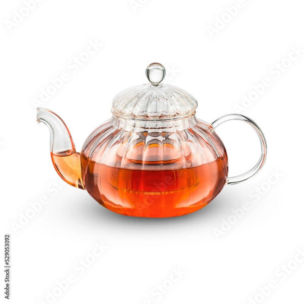 Obraz Teapot with tea isolated in white background
