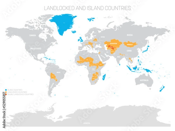 Obraz Landlocked and Island countries of World