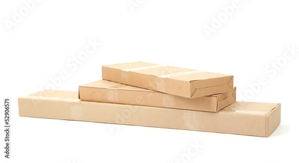 Fototapeta Different cardboard boxes isolated on white
