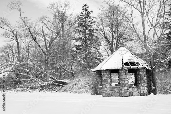 Fototapeta barn in winter