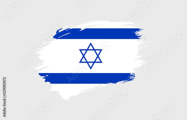 Fototapeta Creative hand drawn grunge brushed flag of Israel with solid background