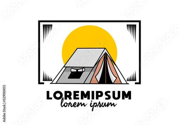 Obraz Double layer tent flat illustration badge design