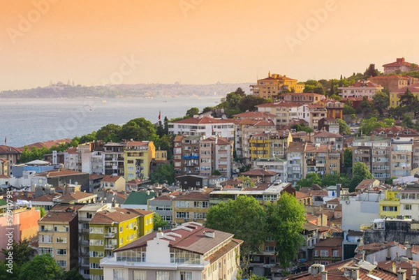 Fototapeta Aerial Landscape view of housing from Bosphorus bridge in Istanb