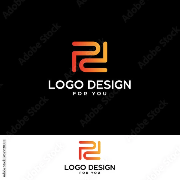 Fototapeta p and d letter logo design minimal and modern logotype vector template