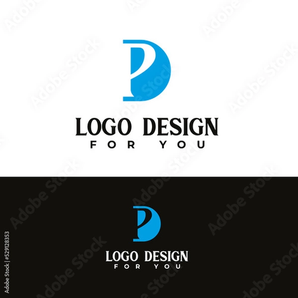 Fototapeta p and d letter logo design minimal and modern logotype vector template