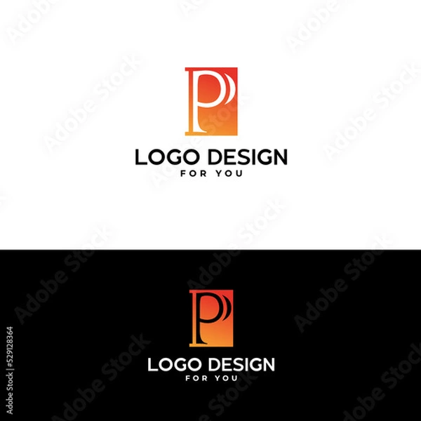 Fototapeta P letter logo design minimal and modern logotype vector template