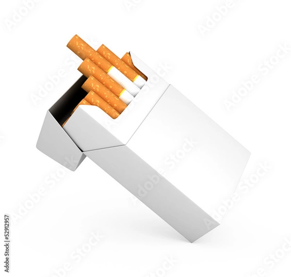 Fototapeta Open full pack of cigarettes isolated
