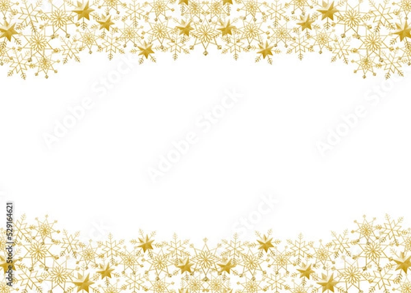 Fototapeta 雪の結晶　フレーム　ゴールド