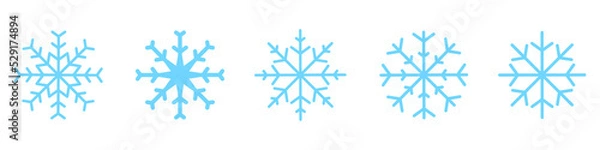 Fototapeta Set of vector snowflake. Blue snowflake illustration. Winter web design symbol.