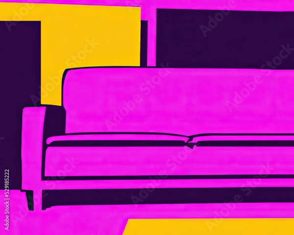 Obraz purple sofa in a room pop art modern abstract on the wall backgound