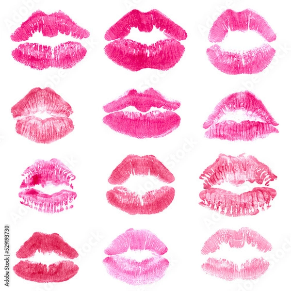 Obraz set of female lips.  natural lipstick.