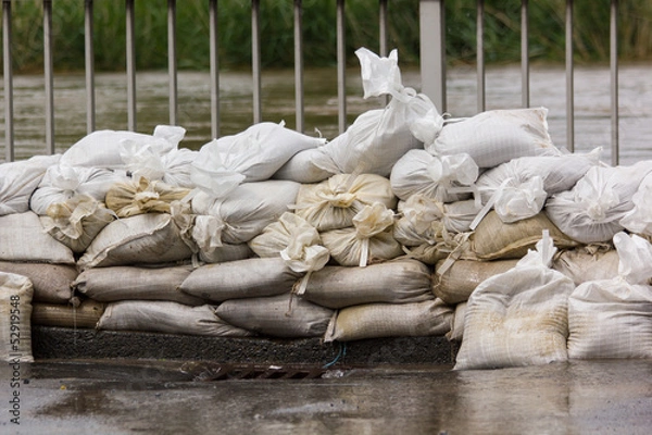 Obraz Hochwasser Sandsäcke