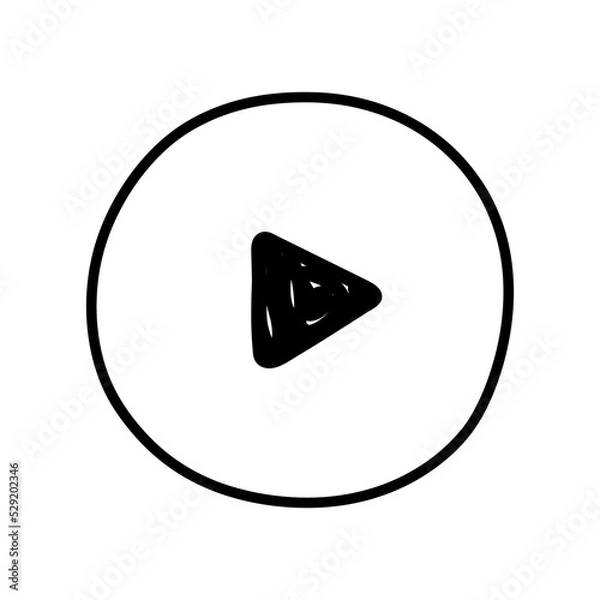 Obraz Hand drawn doodle icon - play button