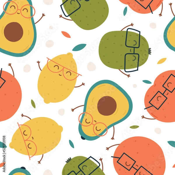 Obraz hand drawn cute childish fruit seamless pattern