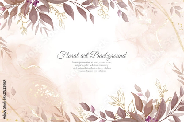 Fototapeta Elegant Wedding Invitation Design with Watercolor and Greenery Leaves