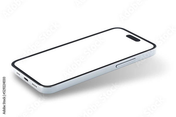 Fototapeta Modern smartphone screen mockup. Mobile UI application template. Cellphone frame with blank display isolated templates.