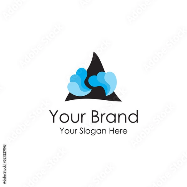 Obraz simple wave water iconic blue logo premium