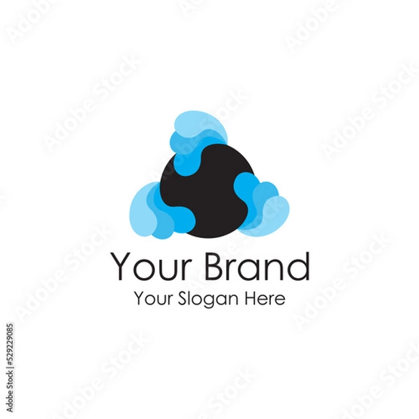 Obraz simple wave water iconic blue logo premium