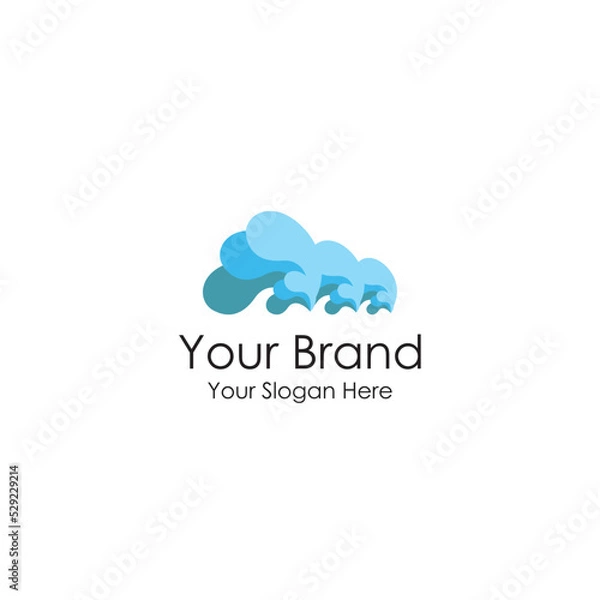 Obraz simple wave water iconic blue logo premium