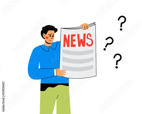 Fototapeta A man is watching a news paper. A newspaper with news in the hands of a man