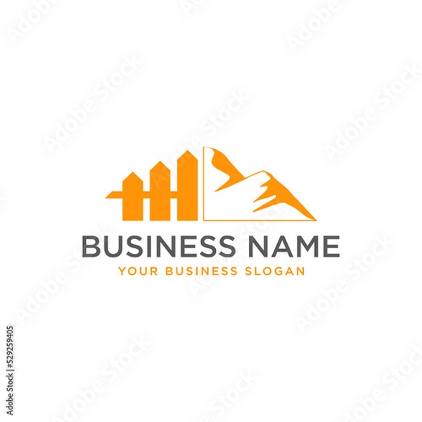 Fototapeta Fence and Mountain Logo Design