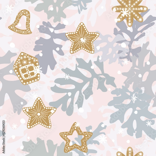 Obraz Christmas and Happy New Year seamless pattern. Vector design template.
