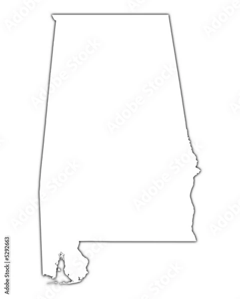 Fototapeta outline Alabama map with shadow