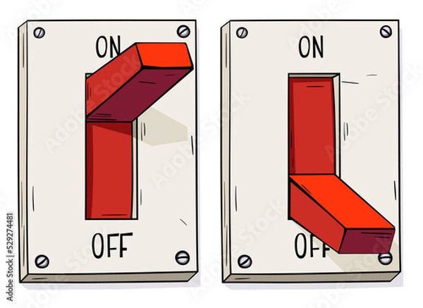 Obraz Hand drawn electric switch: On and Off