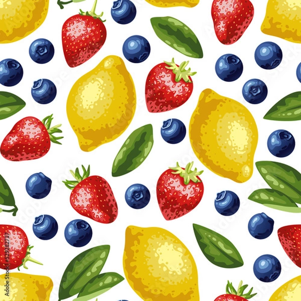 Obraz The pattern of strawberries, blueberries and lemons