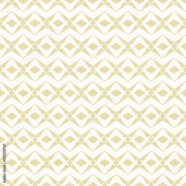 Fototapeta Vector seamless pattern. Luxury ornamental background, repeat geometric tiles, diamonds, stripes, zigzag lines. Abstract minimal gold and white ornament texture. Simple design for decor, fabric, print